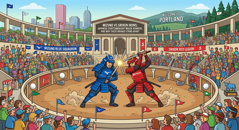 Cartoon-style illustration of a samurai fight between two warriors, with a cityscape in the background.