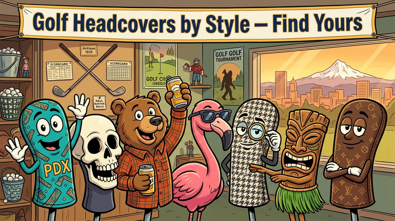 Golf headcovers by style at ParWest Golf — PDX Carpet, animal, skull, tropical, and monogram headcover designs  