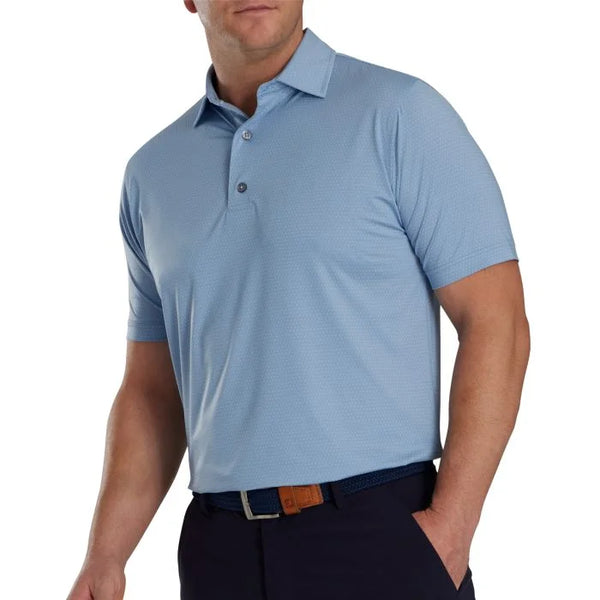 FootJoy Tonal Triangle Print Lisle Self Collar Golf Polo