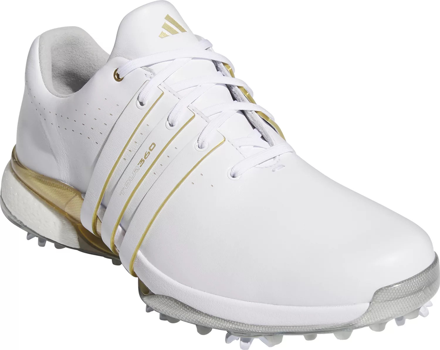 adidas Men's Tour360 24 Golf Shoes, White Gold Silver / 8.5 / Medium