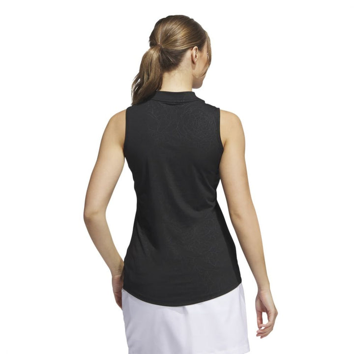 Adidas Women's Embossed Sleeveless Polo 2023 - Black - ParWestGolf