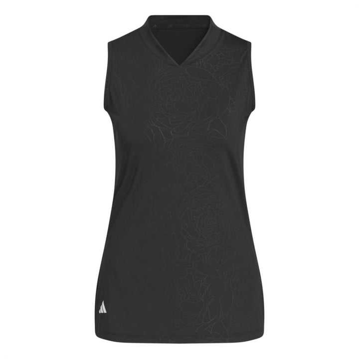 Adidas Women's Embossed Sleeveless Polo 2023 - Black - ParWestGolf