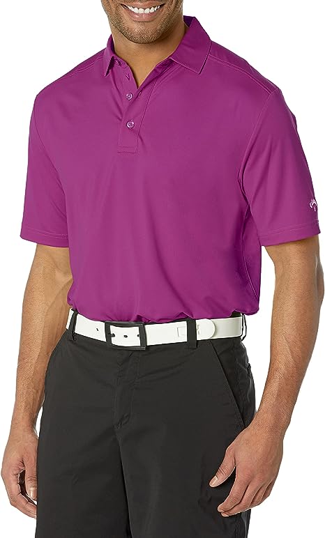 Callaway Men's Solid Micro Hex Performance Golf Polo Shirt with UPF 50 Protection