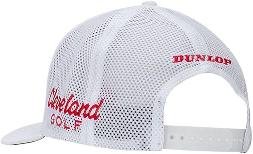 Srixon Tour Original Trucker Cap in White/Red, Adjustable - 2023 Dunlop Golf Hat - ParWestGolf
