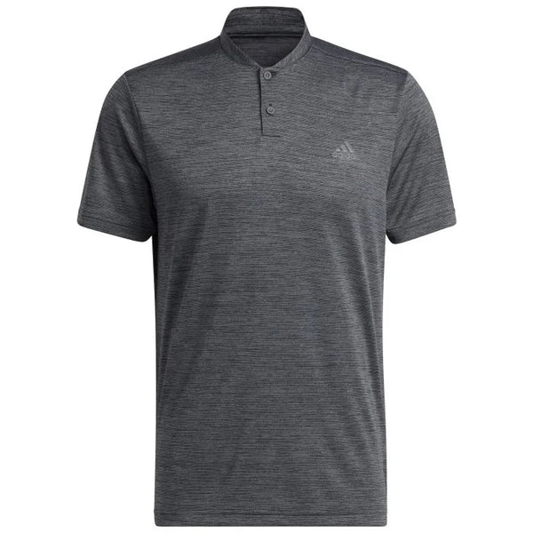 Adidas Texture Stripe Golf Polo Shirt Black Grey