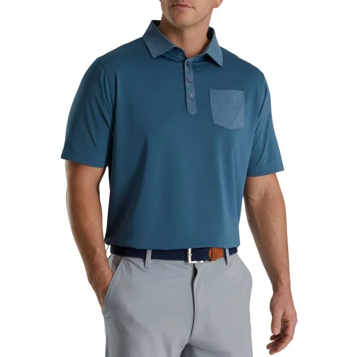 FootJoy Tonal Trim Solid Pocket Lisle Self Collar Golf Polo